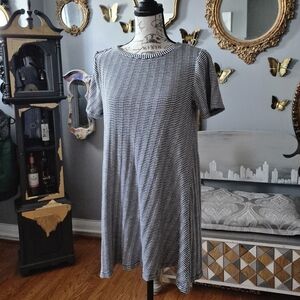 LOFT Black and White Striped Short Sleeve Dress XS